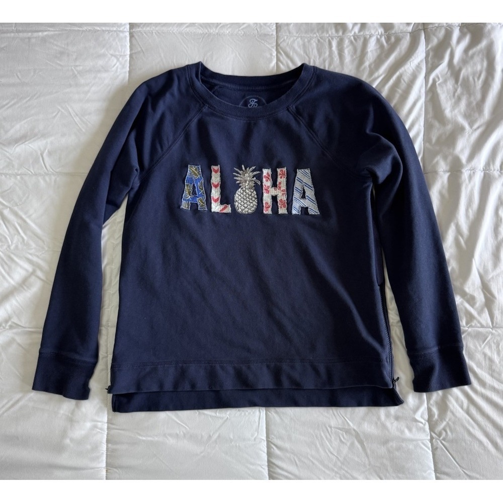 Tommy Bahama Aloha Montego Bay Sweatshirt Medium Navy Crewneck Long Sleeve